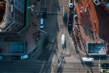 Street of the big city from a bird's eye view