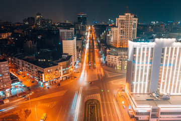 Panoramic view on big city at night