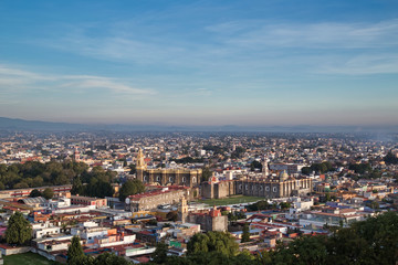Fototapeta na wymiar Panoramic view of the city, Popocatepetl volcano, Cholula, Puebla, Mexico