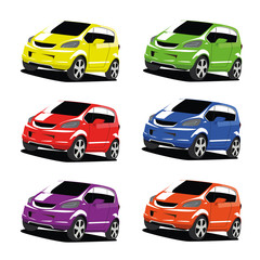 hatchback different color set realistic vector illustration isolated