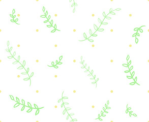 Seamless pattern with dots and branches. Abstract background. Print for polygraphy, posters, shirts and textiles. Doodle for design