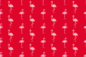 Seamless abstract wallpaper with flamingos. Hand drawn cartoon birds. Print for polygraphy, shirts and textiles. Cute texture. Pattern for design