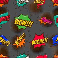 Seamless pattern with comic style speech clouds. Design element for poster, card, banner, t shirt.