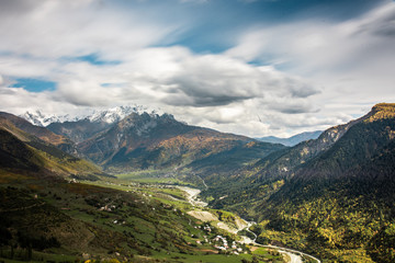Fototapeta na wymiar Mountain Range and Valley, Caucasus in Georgia, Europe