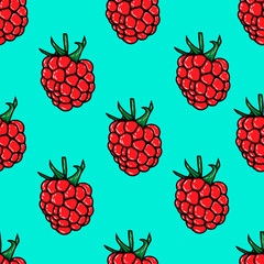 Seamless pattern with raspberries. Design element for poster, flyer, card, banner.