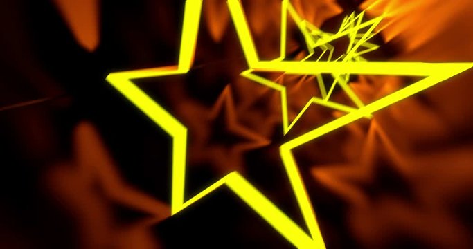 Moving through an abstract tunnel made from neon stars, looping animation