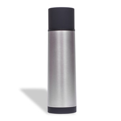 Thermos in silver metallic isolated on white background