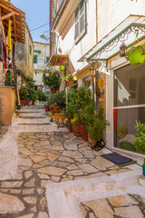 Walk the aisles Sinarades village on Corfu island