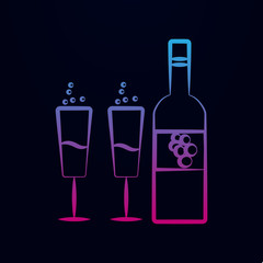 Champagne with glasses sketch nolan icon. Simple thin line, outline vector of wedding icons for ui and ux, website or mobile application