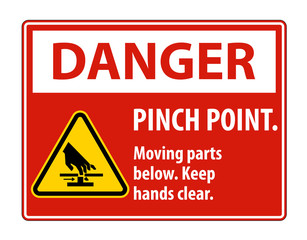 Obraz premium Danger Pinch Point, Moving Parts Below, Keep Hands Clear Symbol Sign Isolate on White Background,Vector Illustration EPS.10