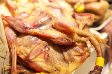 Shanghai,China-September 18, 2019: Poultry sold at meat market in Shanghai, China