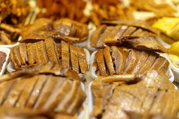 Shanghai,China-September 18, 2019: Poultry sold at meat market in Shanghai, China