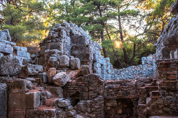 Phaselis, Ruins of Phaselis Ancient City Theater in Kemer, Antalya, Turkey