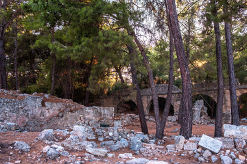 Phaselis, Ruins of Phaselis Ancient City Theater in Kemer, Antalya, Turkey
