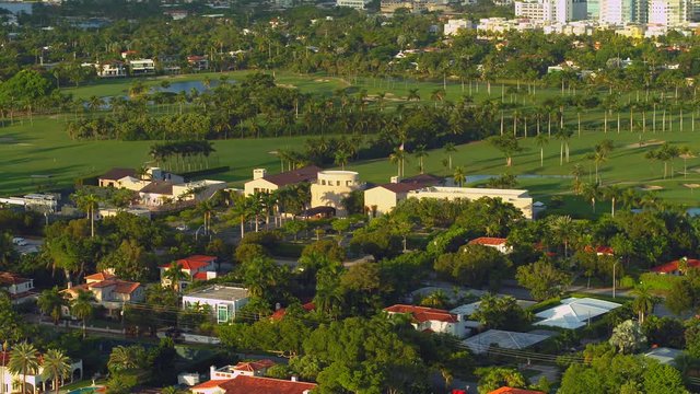 Aerial video Miami Beach La Gorce Golf Course 4k