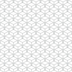 Seamless pattern of isometric cubes, pattern if thin lines, black and white vector illustration.