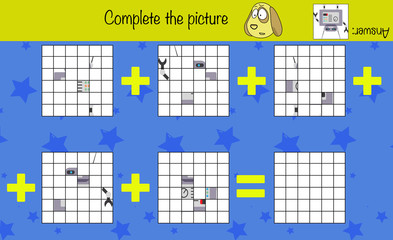 Complete the picture. Children education game, iq test