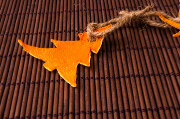 Christmas decorations hand made from tangerine peel