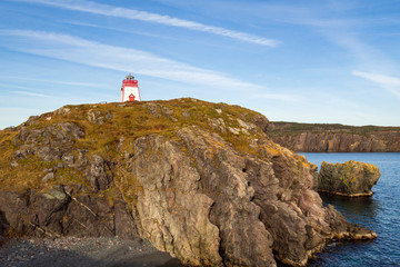 Fort Point lighthouse in Trinity harbour, also known as Admiral's Point, Newfoundland and Labrador, Canada.
