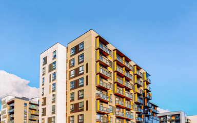 Fototapeta premium Fragment of Modern residential apartment and flat buildings exterior
