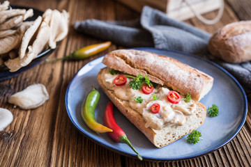 Oyster mushroom spread with Camembert cheese and herbs