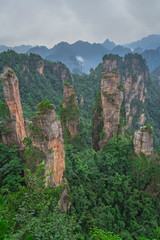 Stone pillars of Tianzi mountains in Zhangjiajie National Park