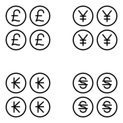 Currency Vector Line Icon Set