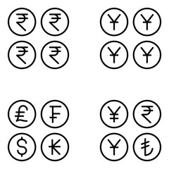 Currency Vector Line Icon Set