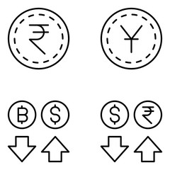Currency Vector Line Icon Set