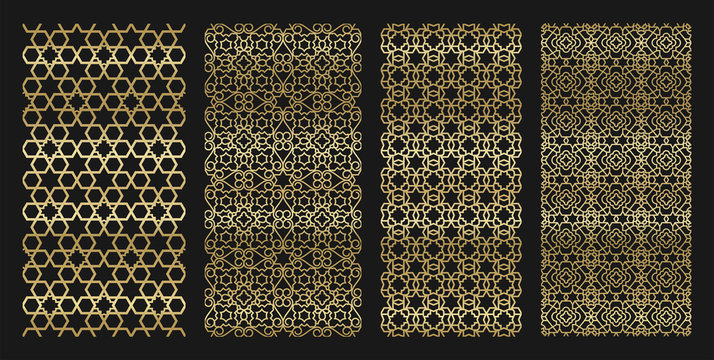 Golden jewish seamless with hexagon and ornament pattern pack