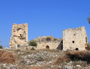 Korikos fortress in the Turkish province of Mersin on the Mediterranean coast, ancient ruins