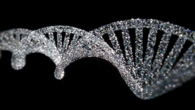 DNA Strand made of shiny diamond like fragments seamless loop