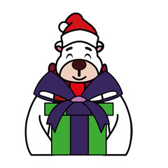 Merry christmas bear cartoon vector design