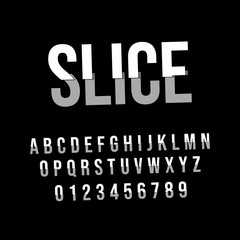 Font design sliced alphabet