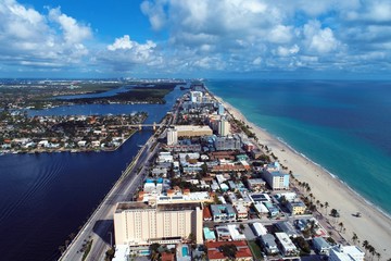 Aerial view of Hollywood Beach, Miami, United States. Great landscape. Vacation travel. Travel...