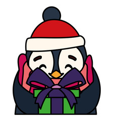 Merry christmas penguin cartoon vector design