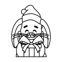Merry christmas rabbit cartoon vector design