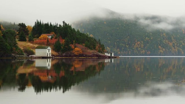 Tranquil autumn morning in Trinity Bay, Newfoundland and Labrador, Canada.