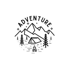 MINIMAL LINE ART ADVENTURE LOGO TEMPLATE VECTOR EPS 10
