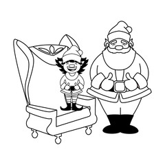 Merry christmas santa claus and elf vector design