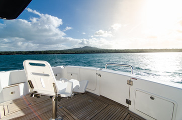 exterior detail of luxury fishing boat