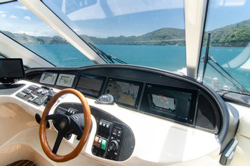 Detail of luxury fishing speed boat