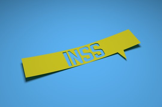 Bubble speech with cut out phrase "INSS" in the paper