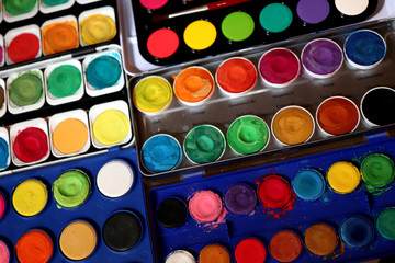 Watercolors in boxes