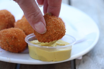 Dutch snack: Bitterballen with mustard