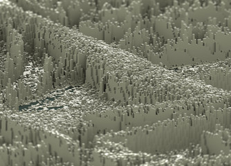 Fototapeta premium voxel desolate ruins computer generated illustration 