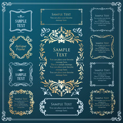 高級感のあるフレームデザイン、カリグラフィー素材、ラグジュアリー、テンプレート、【コピースペース】