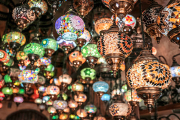 Amazing traditional handmade turkish lamps in Local souvenir shop ,Goreme. Cappadocia Turkey