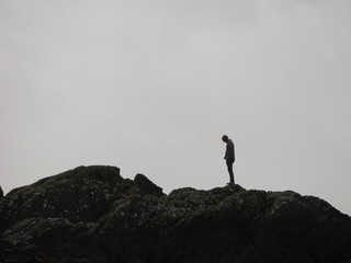 looking down the cliffs