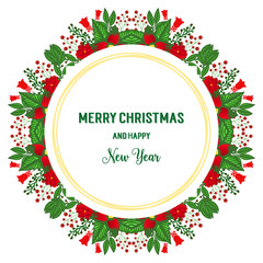 Fototapeta na wymiar Ornament of poster merry christmas and happy new year, with graphic of green leafy flower frame. Vector